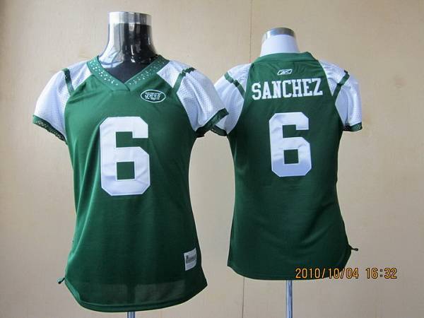 Jets #6 Mark Sanchez Green Women's Field Flirt Stitched NFL Jersey